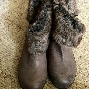 Candies distressed brown leather boots.